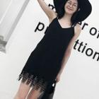 V-neck Spaghetti Strap Dress Black - S