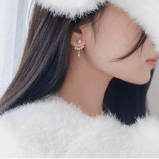 925 Sterling Silver Faux Pearl Rhinestone Swing Earring 1 Pair - S925 Silver - As Shown In Figure - One Size