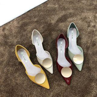 Metal Disc Pointed High-heel Pumps