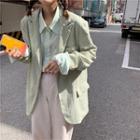 Plain Shirt / Open Front Blazer / Wide-leg Pants