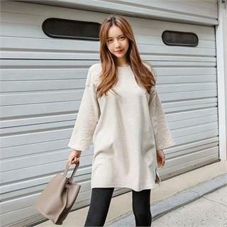 Round-neck Drop-shoulder Long T-shirt
