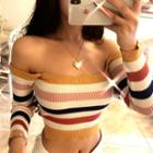 Long-sleeve Crop T-shirt As Shown In Figure - One Size