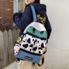 Cow Print Paneled Backpack