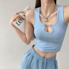 Pin-accent Skinny Crop Tank Top In 6 Colors
