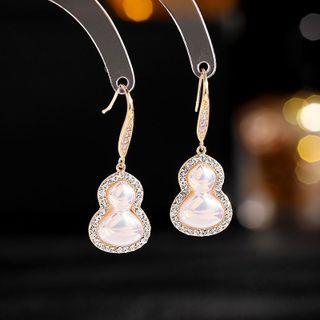 Rhinestone Gourd Drop Earring 1 Pair - Gold - One Size