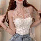 Halter Lace Cropped Top