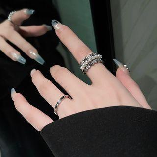 Faux Pearl Alloy Ring / Polished Alloy Ring / Set