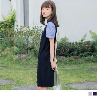 Striped Panel Sleeve Shift Dress