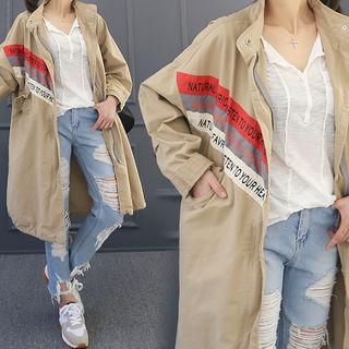 Multi-color Lettering-trim Oversized Parka