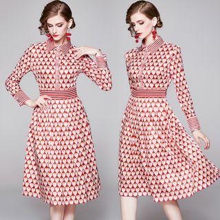Heart Print A-line Shirtdress