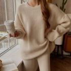 Drop-shoulder Round-neck Sweater