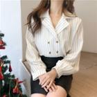 Striped Long-sleeve Loose-fit Blouse