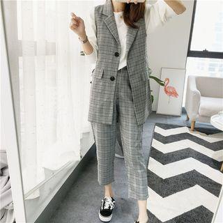 Lapel Vest / Pleated Mini Skirt / Capri Pants