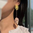 Non-matching Alloy Flower & Shell Dangle Earring