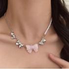 Bow Pendant Faux Pearl Necklace / Drop Earring / Ring