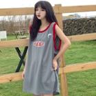 Letter Print Color-block Tank Top