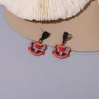 Rhinestone Tiger Drop Earring 1 Pair - Black & Red - One Size