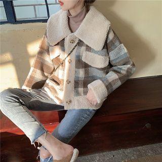Plaid Collar Jacket As Shown In Figure - One Size
