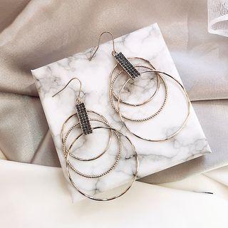Rhinestone Layered Hoop Earring As Shown In Figure - One Size
