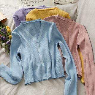 Slim-fit Button-up Knit Top In 6 Colors