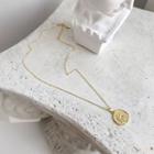 925 Sterling Silver Coin Pendant Necklace L167 - Gold - One Size
