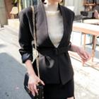 Collarless Belted Blazer