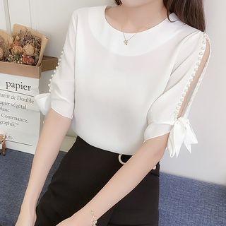 Beaded Short Sleeve Top