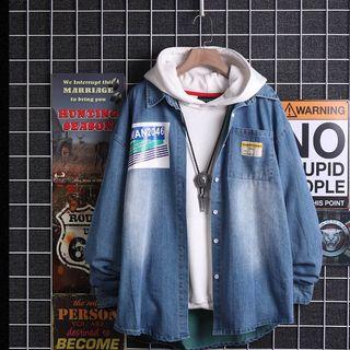 Long-sleeve Letter Denim Shirt