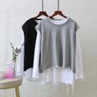 Set: V-neck Long-sleeve T-shirt + Vest