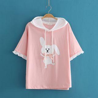 Rabbit Print Short Sleeve Top