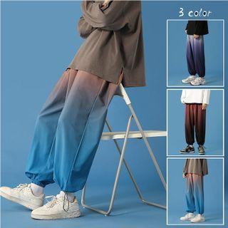 Drawstring-cuff Gradient Wide-leg Pants