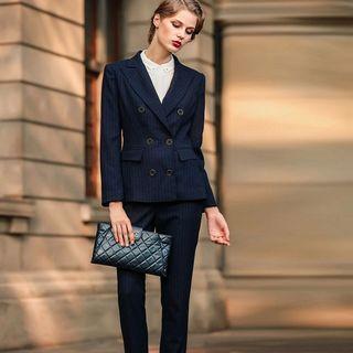 Set: Double-breasted Striped Jacket + Pants