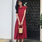 Sleeveless Midi A-line Dress Red - One Size