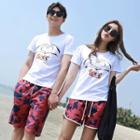 Couple Matching Set : Print Short-sleeve T-shirt + Shorts