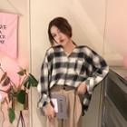 Check Loose-fit V-neck Blouse