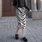 Zebra Patterned Midi H-line Skirt Black - One Size