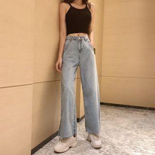Side-slit Wide-leg Jeans
