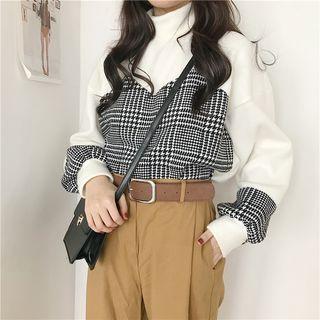 Houndstooth Long-sleeve Sweatshirt