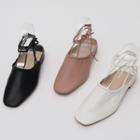 Square-toe Tie-up Flat Mules