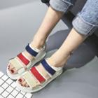 Paneled Peep-toe Platform Sandals