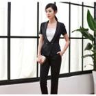 Set: Short-sleeve Blazer + Trousers