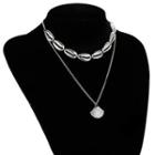 Alloy Shell Layered Necklace Silver - One Size