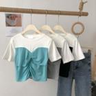 Short-sleeve Two-tone Panel Cropped T-shirt