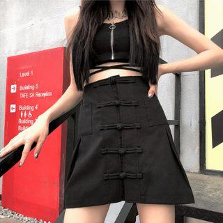 Chinese Frog Buttoned A-line Skirt