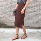 Tie-side Knit Midi Skirt