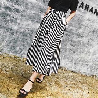 Striped Chiffon Wide-leg Pants