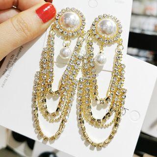 Faux Pearl Chained Dangle Earring 1 Pair - Gold - One Size