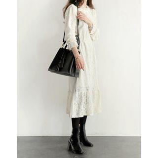 Mock-neck Long Lace Dress