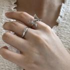 Butterfly Sterling Silver Open Ring / Rhinestone Sterling Silver Ring