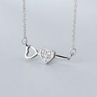 925 Sterling Silver Rhinestone Heart Pendant Necklace S925 Silver - One Size